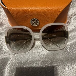 Tory Burch White Oversized Sunglasses
